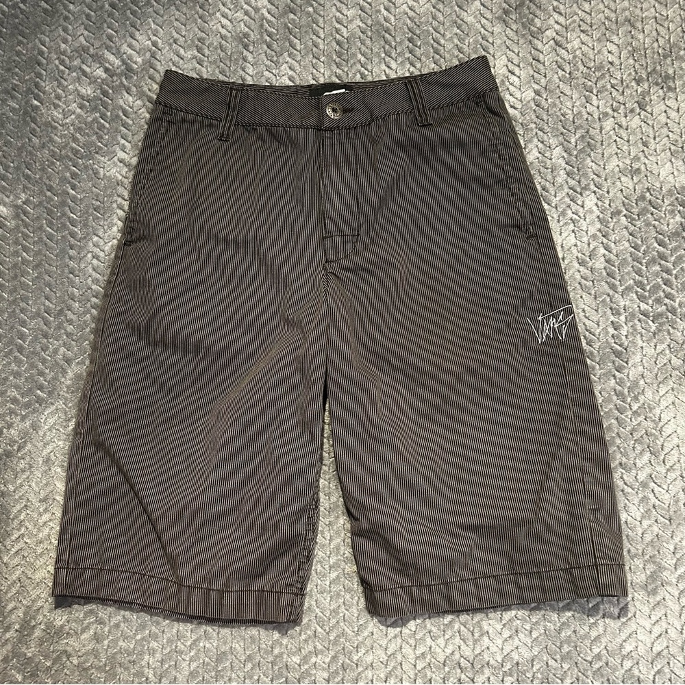 Vans Shorts Mens 28 Black Gray Striped Baggy Skater Grunge Skull y2k